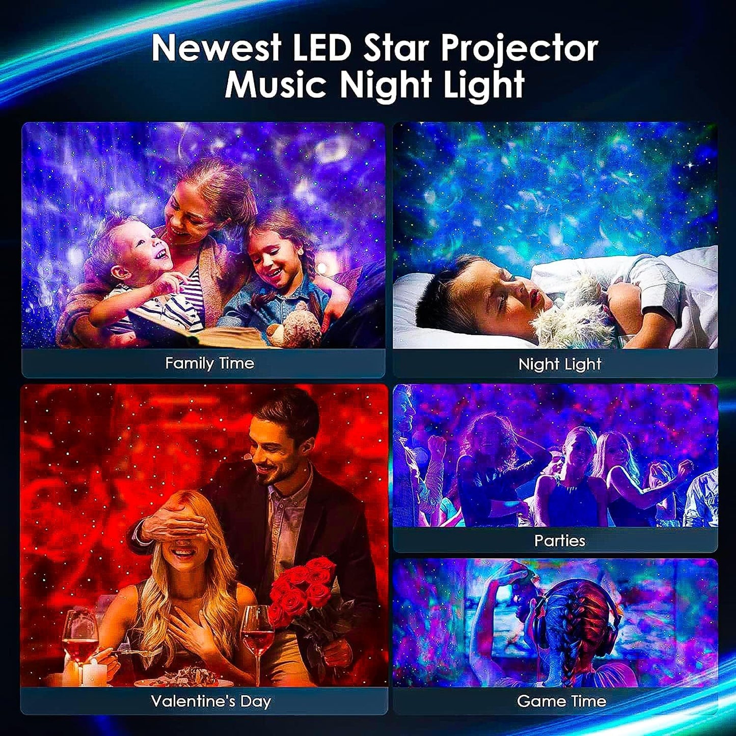Galaxy Star LED Projector Night Lamp for Bedroom | Astronaut Space Projector Night Light for Kids | with Bluetooth Music Speaker & Remote (Corded Electric)