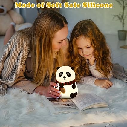 Silicone Night Light Panda – Cute LED Bedside Lamp for Kids, Rechargeable Soft Touch Light/4-5 different colour light