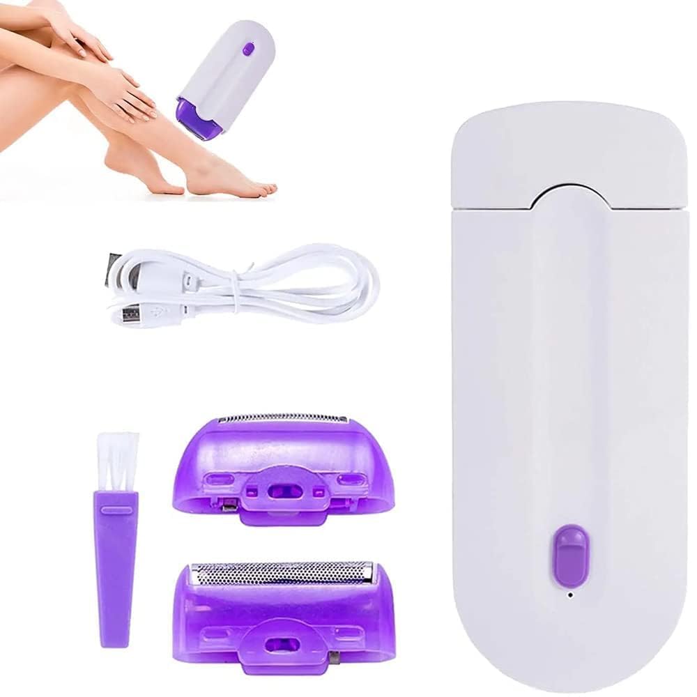 Finishing Touch Hair Remover for Women & Men | Painless Electric Shaver with Dual Blades, USB Rechargeable | Portable Trimmer for Face, Arms, Legs | Includes Extra Heads & Cleaning Brush