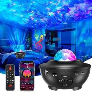 Galaxy Star LED Projector Night Lamp for Bedroom | Astronaut Space Projector Night Light for Kids | with Bluetooth Music Speaker & Remote (Corded Electric)