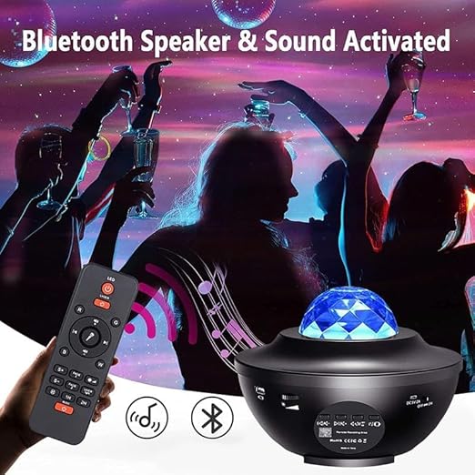 Galaxy Star LED Projector Night Lamp for Bedroom | Astronaut Space Projector Night Light for Kids | with Bluetooth Music Speaker & Remote (Corded Electric)