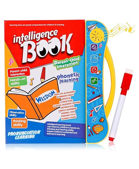 KIDS INTELLIGENCE LEARNING BOOK WITH SOUND FOR  CHILDREN , English letters &  Words learning book, fun educational toys, Activities with numbers, Shapes learning book  for toddlers for language SkillS