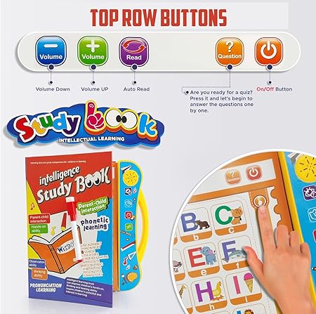 KIDS INTELLIGENCE LEARNING BOOK WITH SOUND FOR  CHILDREN , English letters &  Words learning book, fun educational toys, Activities with numbers, Shapes learning book  for toddlers for language SkillS