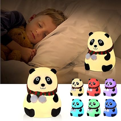 Silicone Night Light Panda – Cute LED Bedside Lamp for Kids, Rechargeable Soft Touch Light/4-5 different colour light