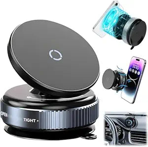K-00-9 - Magnetic Car Phone Mount, 360° Rotatable Dashboard Holder, Wireless Charging Compatible