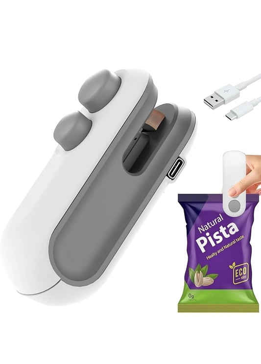 MINI PORTABLE SEALING MACHINE/ Mini bad  Sealer with cutter and magnet packet  Sealer for food ,  chips, snacks RECHRGBLE